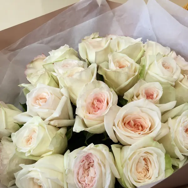 Монобукет пионовидных роз White O’hara